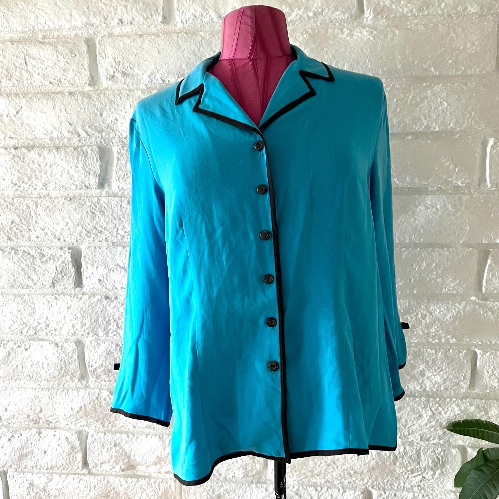 Vintage Blue Silk Top Size Medium